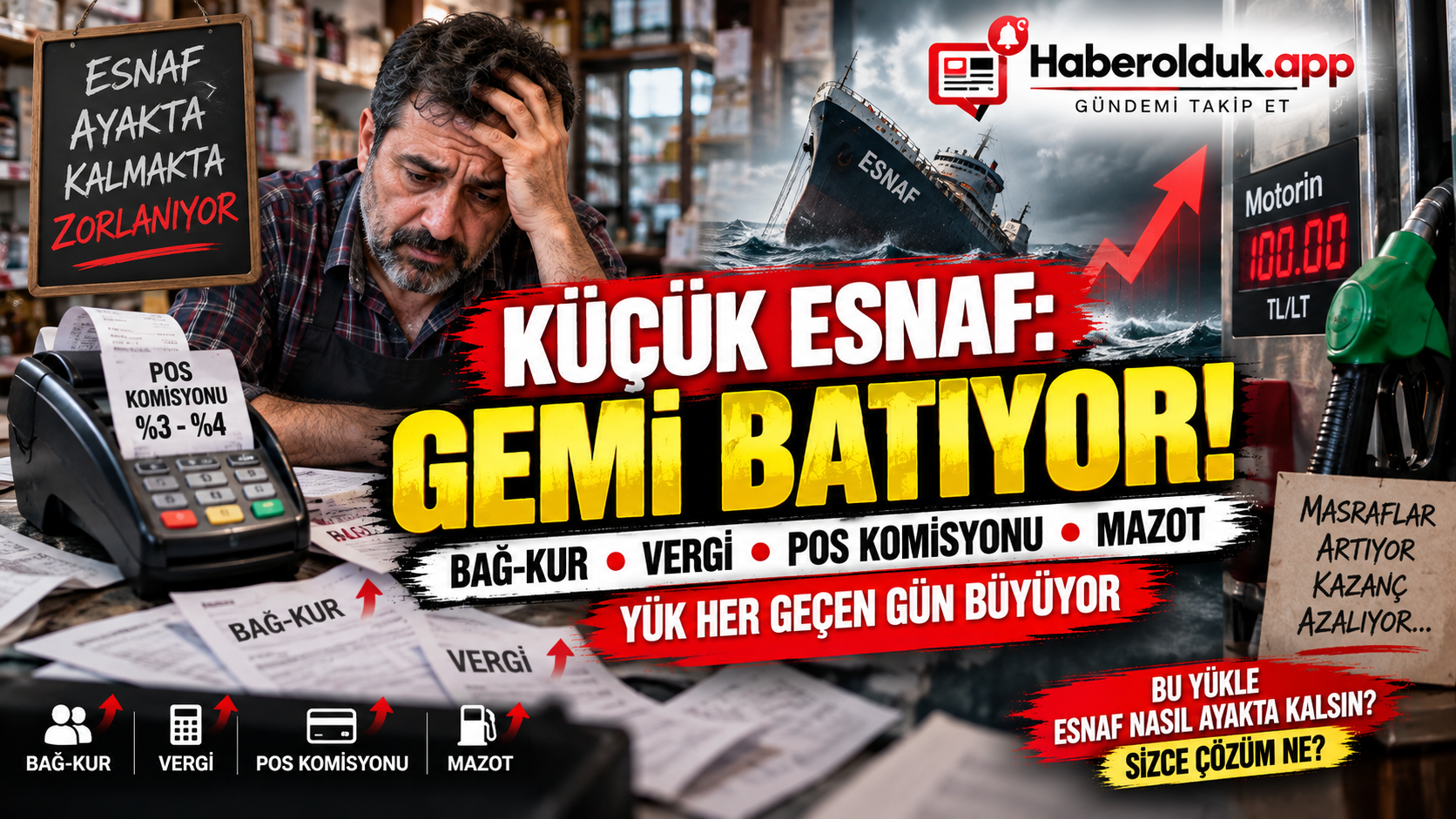 Küçük Esnaf “Gemi Batıyor” Diyor: Bağ-Kur, Vergi, POS Komisyonu ve Mazot Yükü Büyüyor